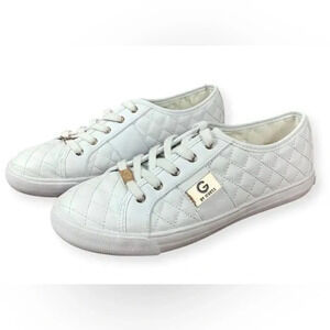 G by Guess Women’s Shoes Comfort Casual Quilted White Size 7M Backer 2 Lace Up